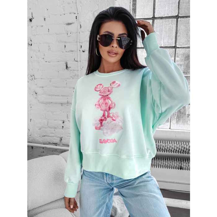 BLUZA DRESOWA DAMSKA PRINT OLAVOGA AZAELA MINT