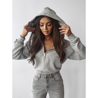 BLUZA DRESOWA DAMSKA Z KAPTUREM HAFT OLAVOGA MOLETO GRAY