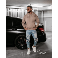 BLUZA MĘSKA BAWEŁNIANA OVERSIZE CHLAPANA FARBĄ OLAVOGA MEN BLADE BEIGIE