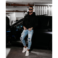 BLUZA MĘSKA BAWEŁNIANA OVERSIZE CHLAPANA FARBĄ OLAVOGA MEN BLADE BLACK