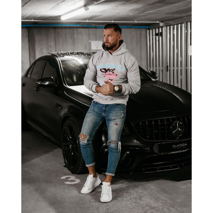 BLUZA MĘSKA BAWEŁNIANA OVERSIZE OLAVOGA MEN FORME GRAY