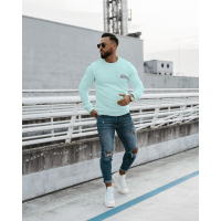BLUZA MĘSKA BAWEŁNIANA SLIM PRINT MEN LUPUS MIĘTA