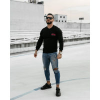 BLUZA MĘSKA BAWEŁNIANA SLIM PRINT MEN LUPUS BLACK