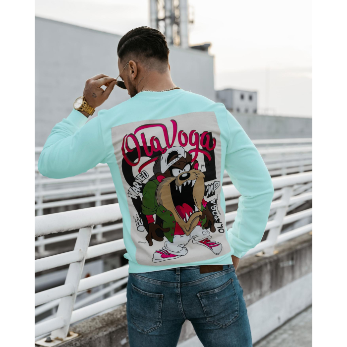 BLUZA MĘSKA BAWEŁNIANA SLIM PRINT MEN LUPUS MIĘTA