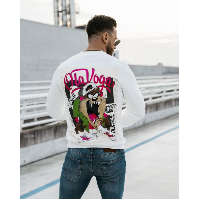 BLUZA MĘSKA BAWEŁNIANA SLIM PRINT MEN LUPUS ECRU