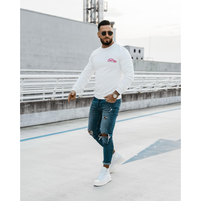 BLUZA MĘSKA BAWEŁNIANA SLIM PRINT MEN LUPUS ECRU