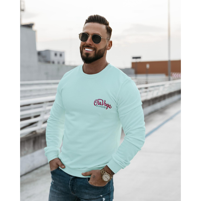 BLUZA MĘSKA BAWEŁNIANA SLIM PRINT MEN LUPUS MIĘTA