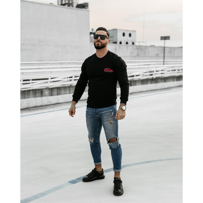 BLUZA MĘSKA BAWEŁNIANA SLIM PRINT MEN LUPUS BLACK