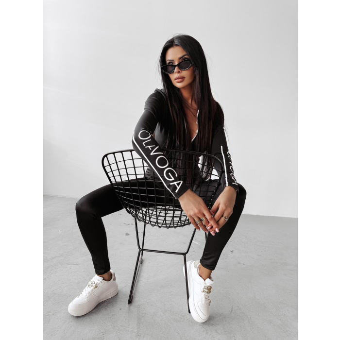 BLUZKA DAMSKA Z WISKOZY NA ZAMEK OLAVOGA BIANCO BLACK