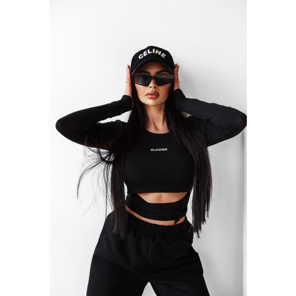 BLUZKA DAMSKA Z WISKOZY OLAVOGA ROSETT BLACK