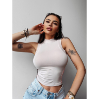 BLUZKA TOP DAMSKI Z WISKOZY BASIC OLAVOGA LYON GRAY