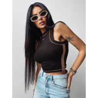 BLUZKA TOP DAMSKI Z WISKOZY BASIC OLAVOGA LYON BLACK