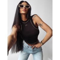 BLUZKA TOP DAMSKI Z WISKOZY BASIC OLAVOGA LYON BLACK