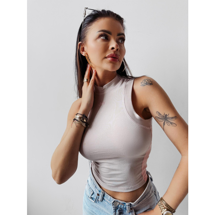 BLUZKA TOP DAMSKI Z WISKOZY BASIC OLAVOGA LYON GRAY