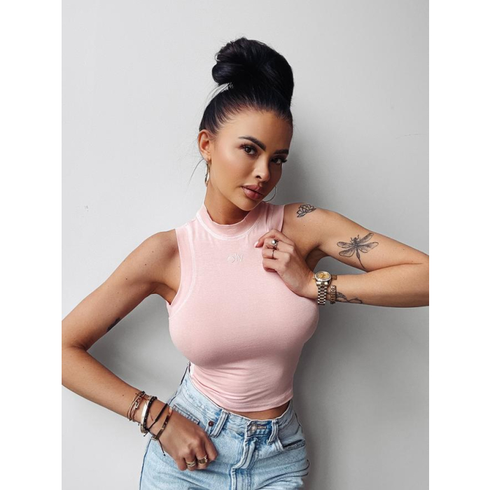 BLUZKA TOP DAMSKI Z WISKOZY BASIC OLAVOGA LYON PUDER