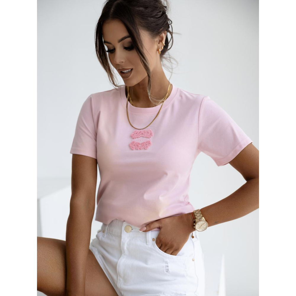 BLUZKA T-SHIRT DAMSKI HAFT OLAVOGA LOE PINK
