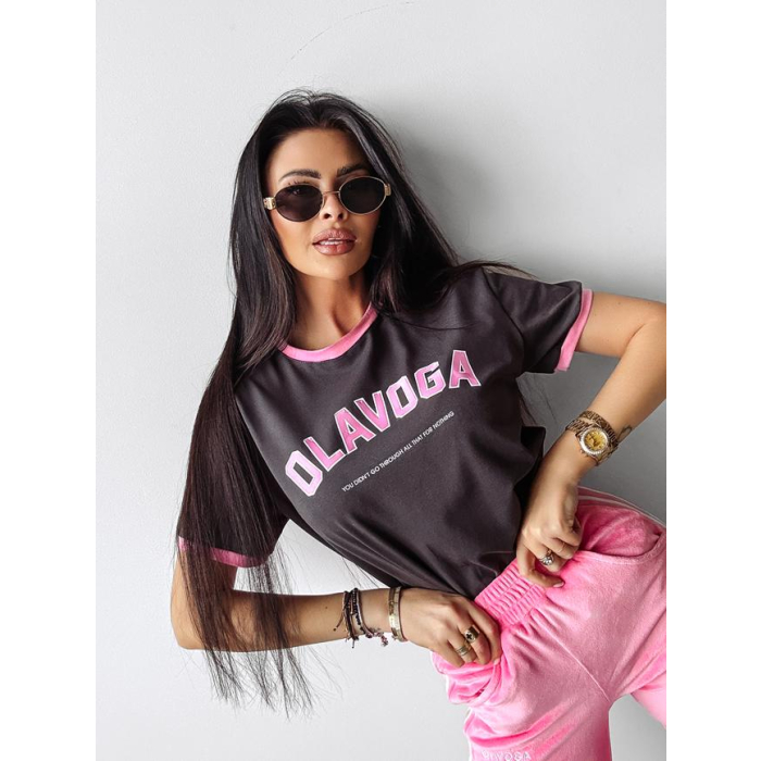 BLUZKA T-SHIRT DAMSKI OLAVOGA LEMON GRAFIT