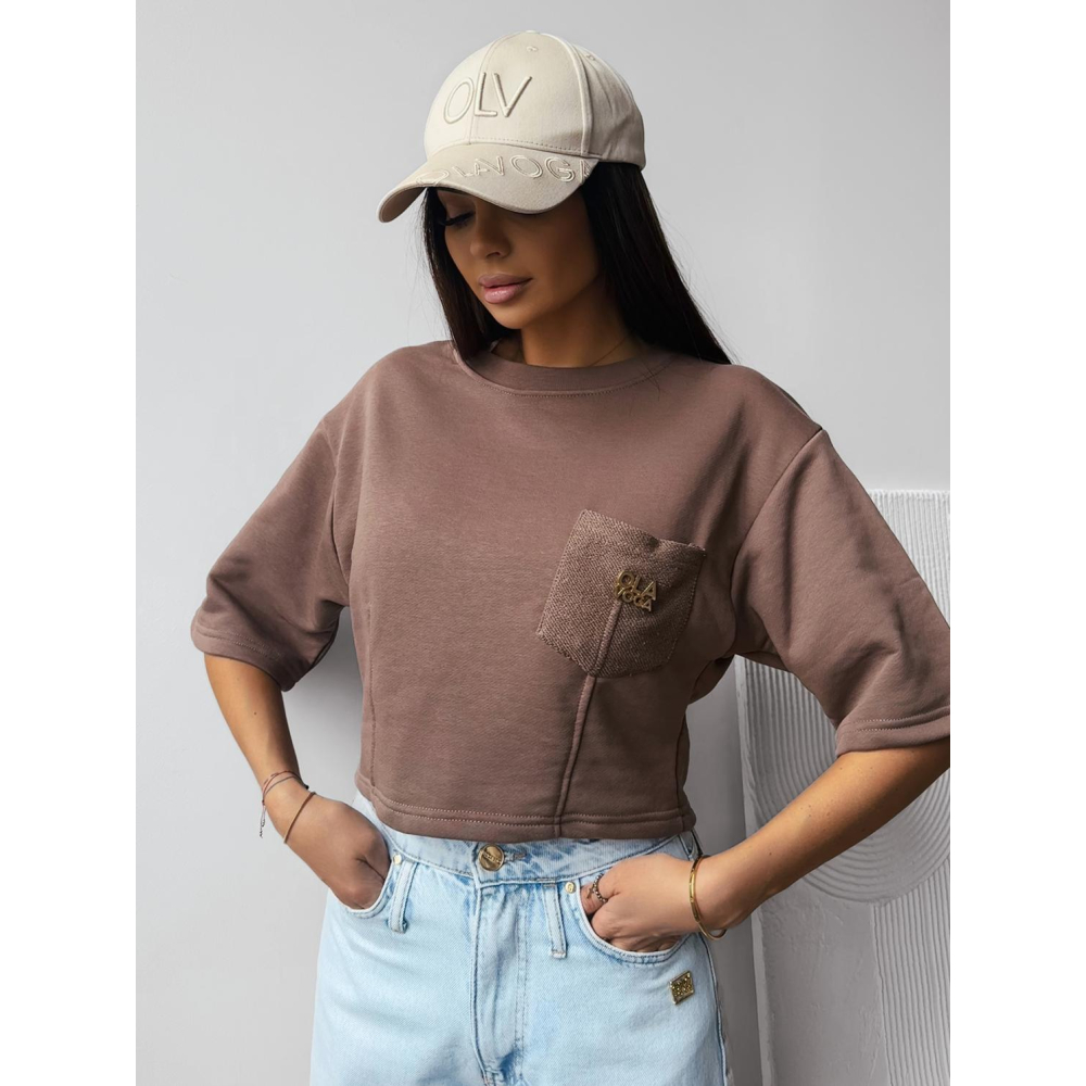 BLUZKA T-SHIRT DAMSKI OLAVOGA LITION KAKAO