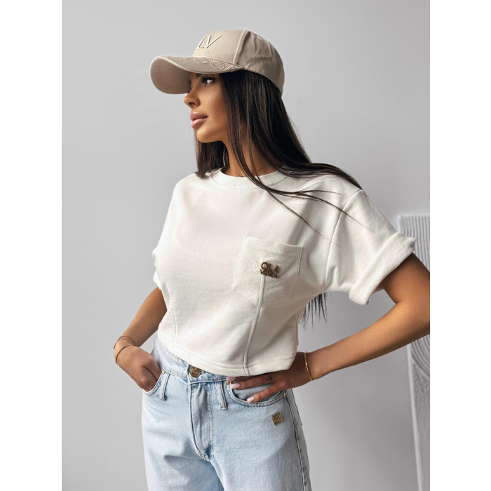 BLUZKA T-SHIRT DAMSKI OLAVOGA LITION ECRU