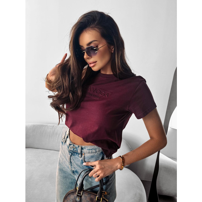BLUZKA T-SHIRT DAMSKI OLAVOGA SUBTLE BURGUND