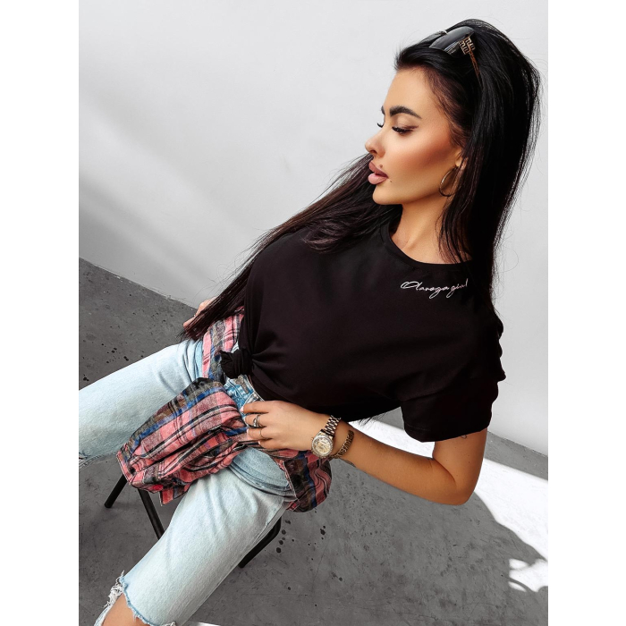 BLUZKA T-SHIRT DAMSKI OVERSIZE HAFT OLAVOGA FOX BLACK