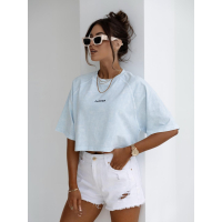 BLUZKA T-SHIRT DAMSKI OVERSIZE HAFT OLAVOGA VIROTO LIGHT BLUE