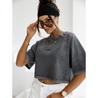 BLUZKA T-SHIRT DAMSKI OVERSIZE HAFT OLAVOGA VIROTO DARK GRAY