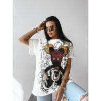 BLUZKA T-SHIRT DAMSKI OVERSIZE MYSZKA MIKI OLAVOGA RUST ECRU
