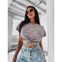 BLUZKA T-SHIRT DAMSKI OVERSIZE OLAVOGA GLASS GRAY