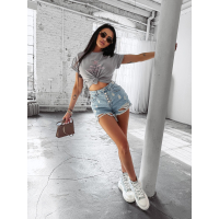 BLUZKA T-SHIRT DAMSKI OVERSIZE OLAVOGA GLASS GRAY