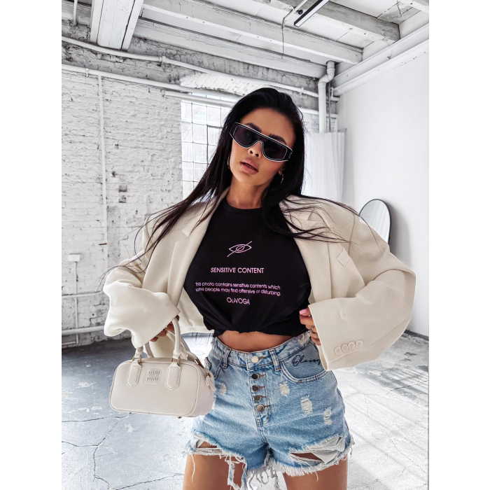 BLUZKA T-SHIRT DAMSKI OVERSIZE OLAVOGA GLASS BLACK
