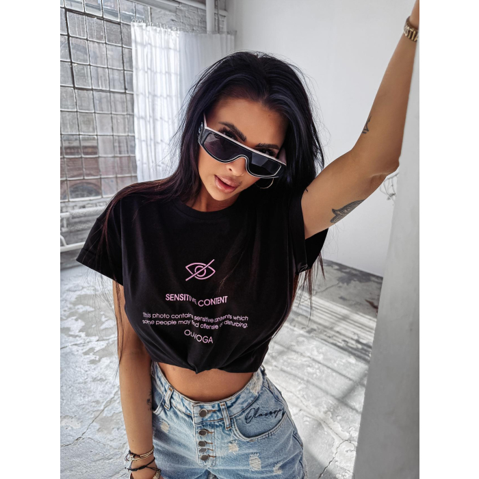 BLUZKA T-SHIRT DAMSKI OVERSIZE OLAVOGA GLASS BLACK