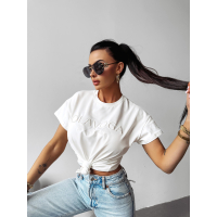BLUZKA T-SHIRT DAMSKI OVERSIZE OLAVOGA HOLLYHOCK ECRU
