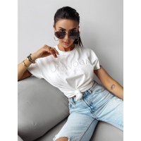 BLUZKA T-SHIRT DAMSKI OVERSIZE OLAVOGA HOLLYHOCK ECRU