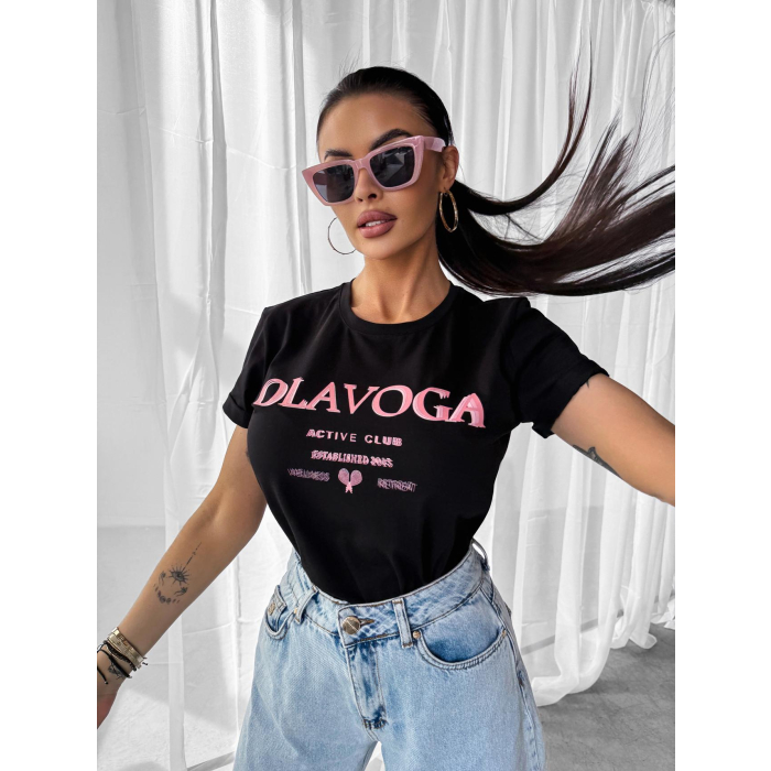 BLUZKA T-SHIRT DAMSKI OVERSIZE OLAVOGA IDYLLIC BLACK