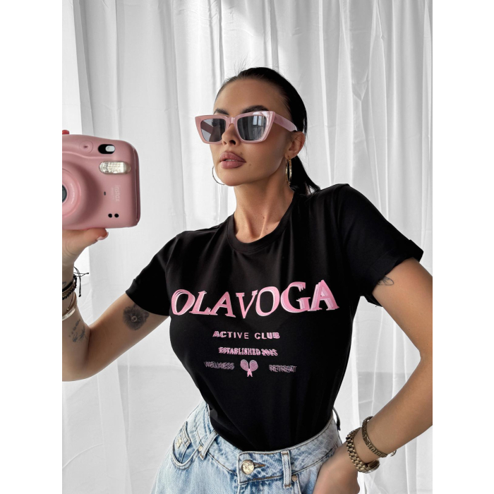 BLUZKA T-SHIRT DAMSKI OVERSIZE OLAVOGA IDYLLIC BLACK