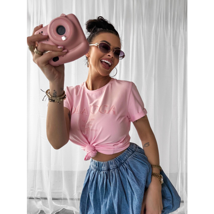 BLUZKA T-SHIRT DAMSKI OVERSIZE OLAVOGA IDYLLIC PINK