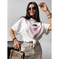 BLUZKA T-SHIRT DAMSKI OVERSIZE OLAVOGA MELANIA ECRU
