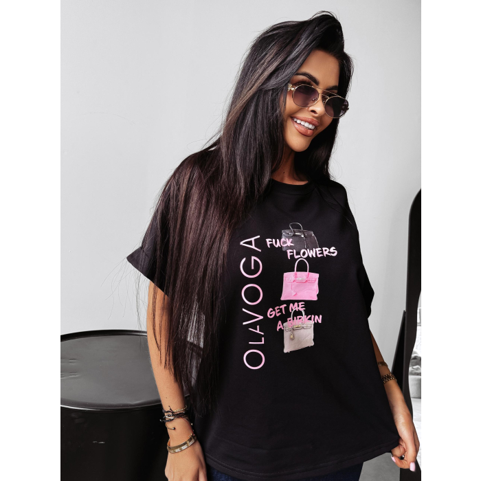 BLUZKA T-SHIRT DAMSKI OVERSIZE OLAVOGA MELANIA BLACK