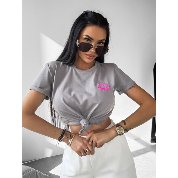 BLUZKA T-SHIRT DAMSKI OVERSIZE OLAVOGA MYSTICAL GRAY