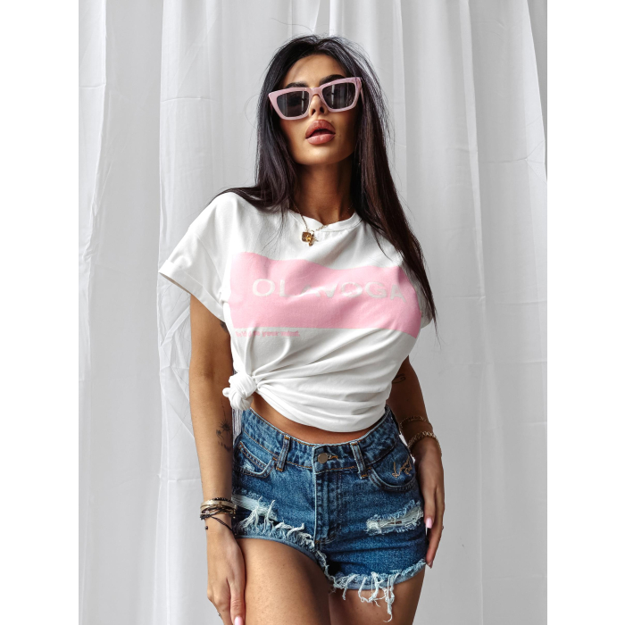 BLUZKA T-SHIRT DAMSKI OVERSIZE OLAVOGA SNACK ECRU
