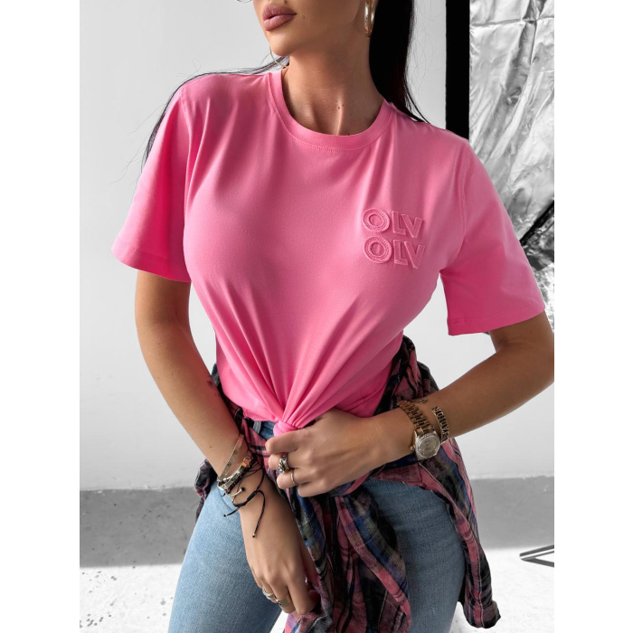 BLUZKA T-SHIRT DAMSKI OVERSIZE OLAVOGA SOFT ROSE PINK