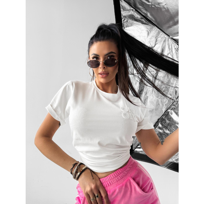 BLUZKA T-SHIRT DAMSKI OVERSIZE OLAVOGA SOFT ROSE ECRU