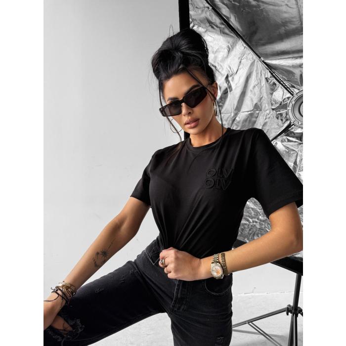 BLUZKA T-SHIRT DAMSKI OVERSIZE OLAVOGA SOFT ROSE BLACK