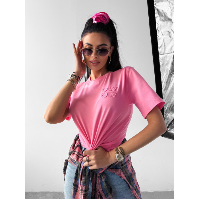 BLUZKA T-SHIRT DAMSKI OVERSIZE OLAVOGA SOFT ROSE PINK