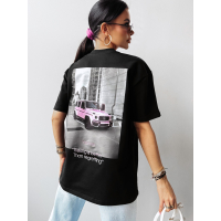 BLUZKA T-SHIRT DAMSKI OVERSIZE PRINT AUTA HAFT OLAVOGA SATURO BLACK