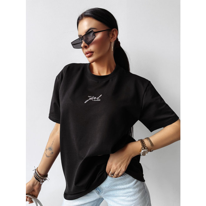 BLUZKA T-SHIRT DAMSKI OVERSIZE PRINT AUTA HAFT OLAVOGA SATURO BLACK