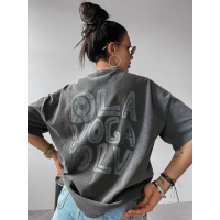 BLUZKA T-SHIRT DAMSKI OVERSIZE PRINT DONALD OLAVOGA MOSE LIGHT GRAY
