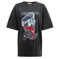BLUZKA T-SHIRT DAMSKI OVERSIZE PRINT DONALD OLAVOGA MOSE DARK GRAY