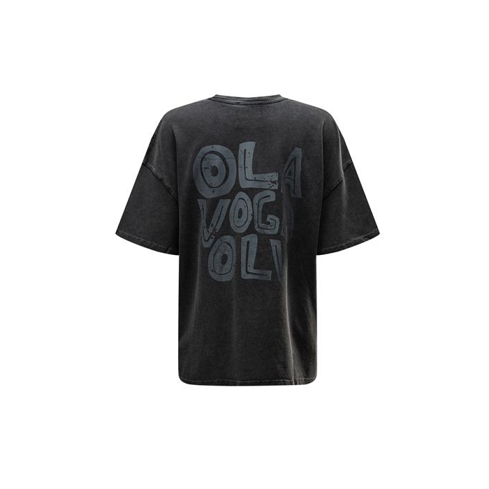BLUZKA T-SHIRT DAMSKI OVERSIZE PRINT DONALD OLAVOGA MOSE DARK GRAY